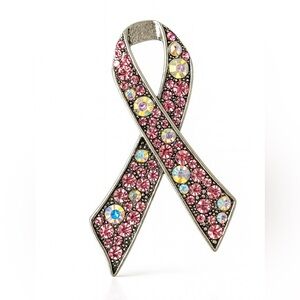 ⚜️❤️‍🔥 Pink Ribbon Crystal Brooch 🎗️💎